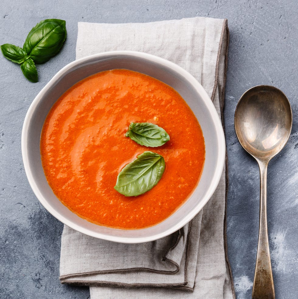 tomato soup with green basil