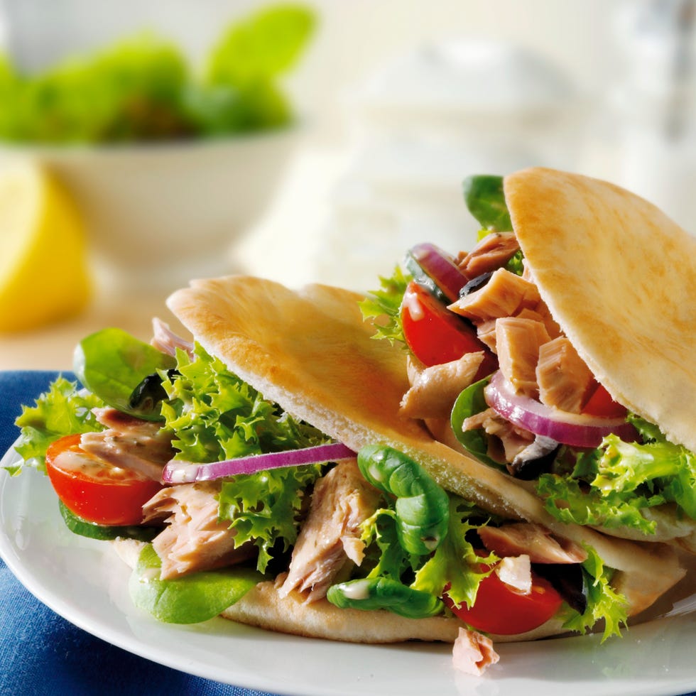 Pita bread filled with tuna salad